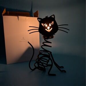 VIntage PartyLite Stones Metal Cat Skeleton Votive Candle Holder P8608 Halloween